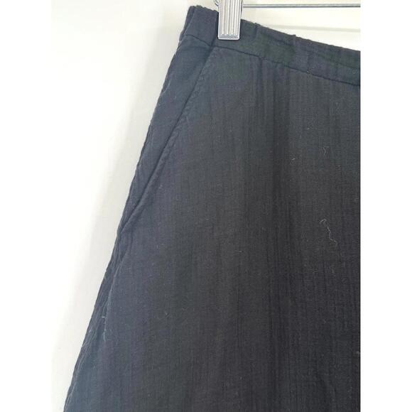 Eileen Fisher Black Gauze Organic Cotton Textured Pull On A Line Skirt Sz S - Picture 3 of 4